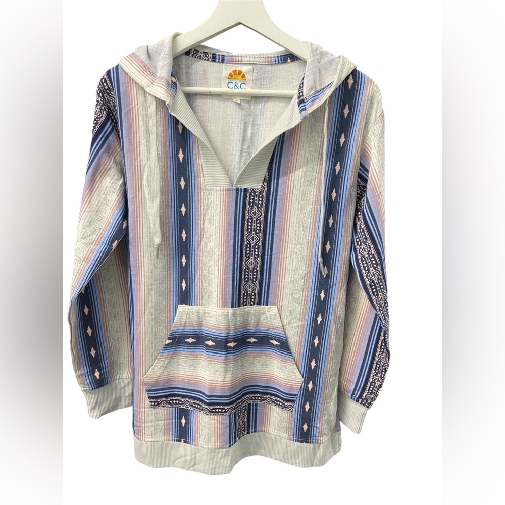 C & C Baja striped hoodie size S NWOT